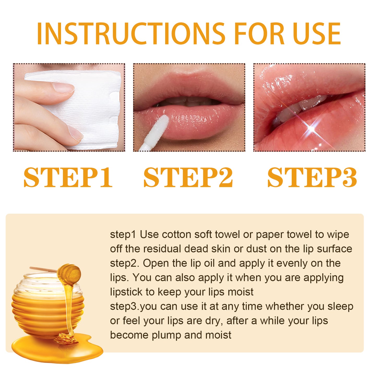 Honey Lip Oil, Reduces Lip Lines Prevents Dryness And Flaking Moisturizing Lip Oil