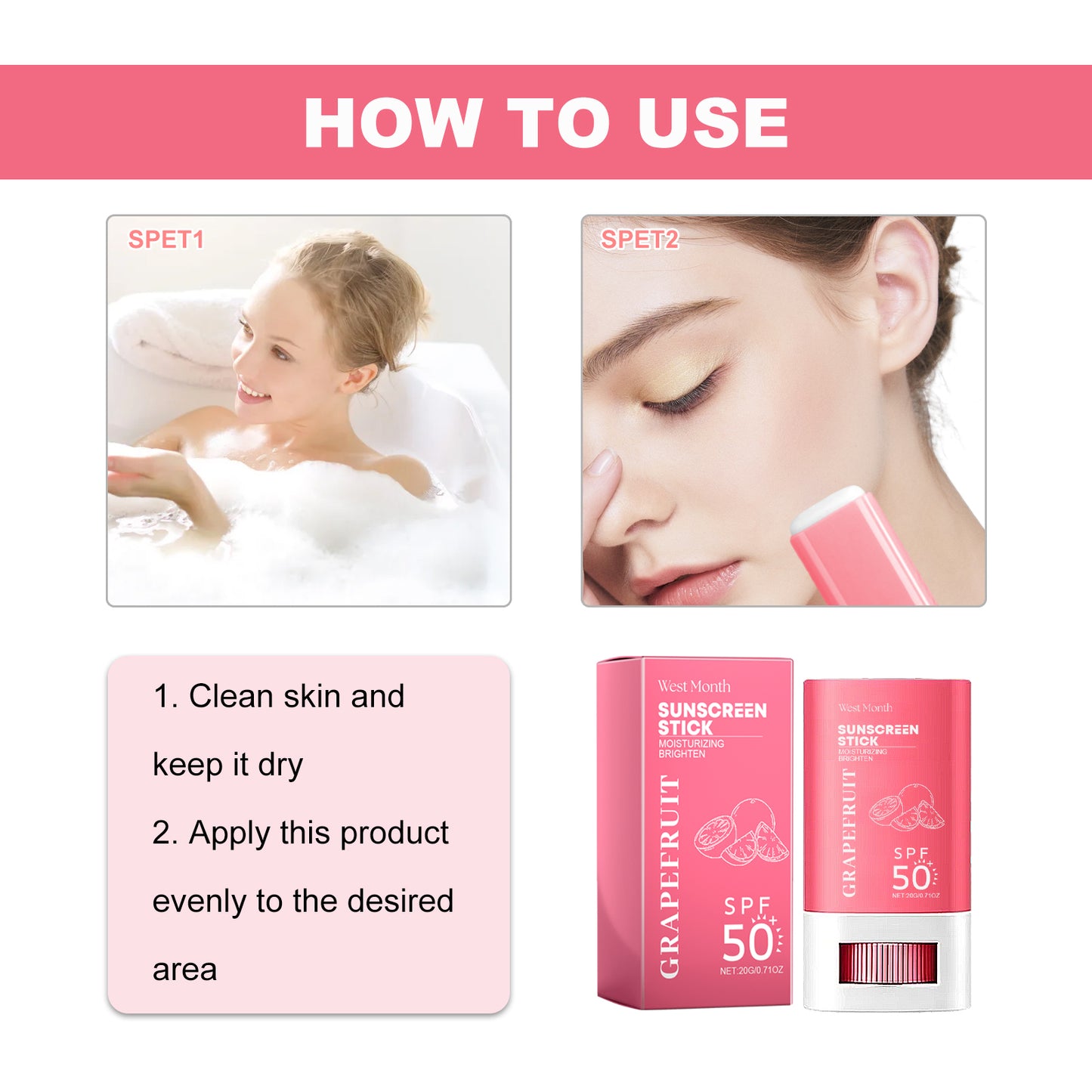 Sunscreen Stick, All Available Light Dry Solid Isolation Protective Cream