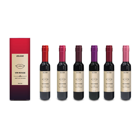 EELHOE Vin Rouge Lip Tint, Non-Stick Cup Color Development Portable Waterproof Non-Fading Moisturizing Red Wine Bottle Lip Glaze