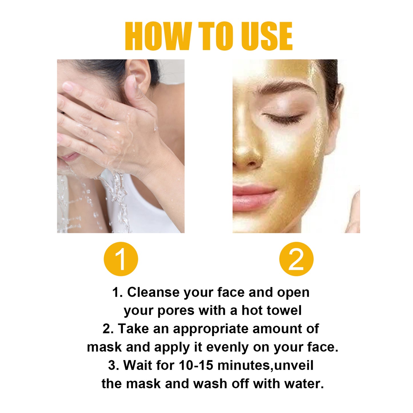 Golden Peel Off Mask, Cleanse Blackhead Impurities Fade Wrinkles Tight Skin Smear Type Mask