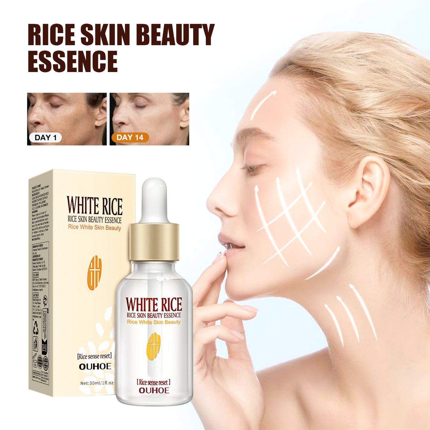 Rice Anti Wrinkle Essence, Repairs Skin Moisturizes Firms Whitens Essence