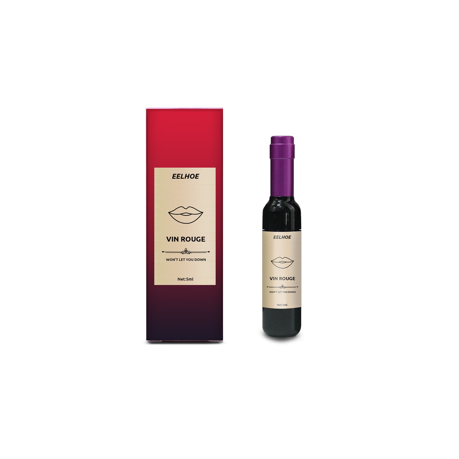 EELHOE Vin Rouge Lip Tint, Non-Stick Cup Color Development Portable Waterproof Non-Fading Moisturizing Red Wine Bottle Lip Glaze