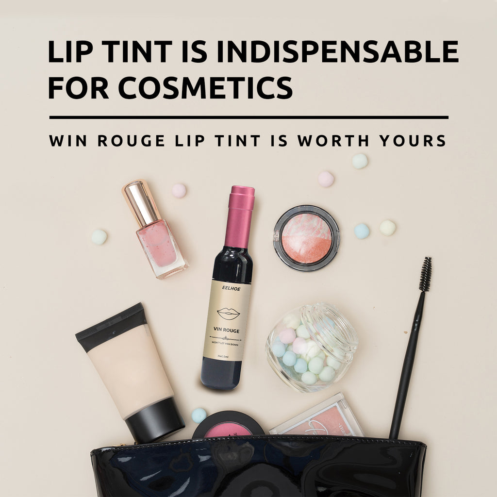 EELHOE Vin Rouge Lip Tint, Non-Stick Cup Color Development Portable Waterproof Non-Fading Moisturizing Red Wine Bottle Lip Glaze