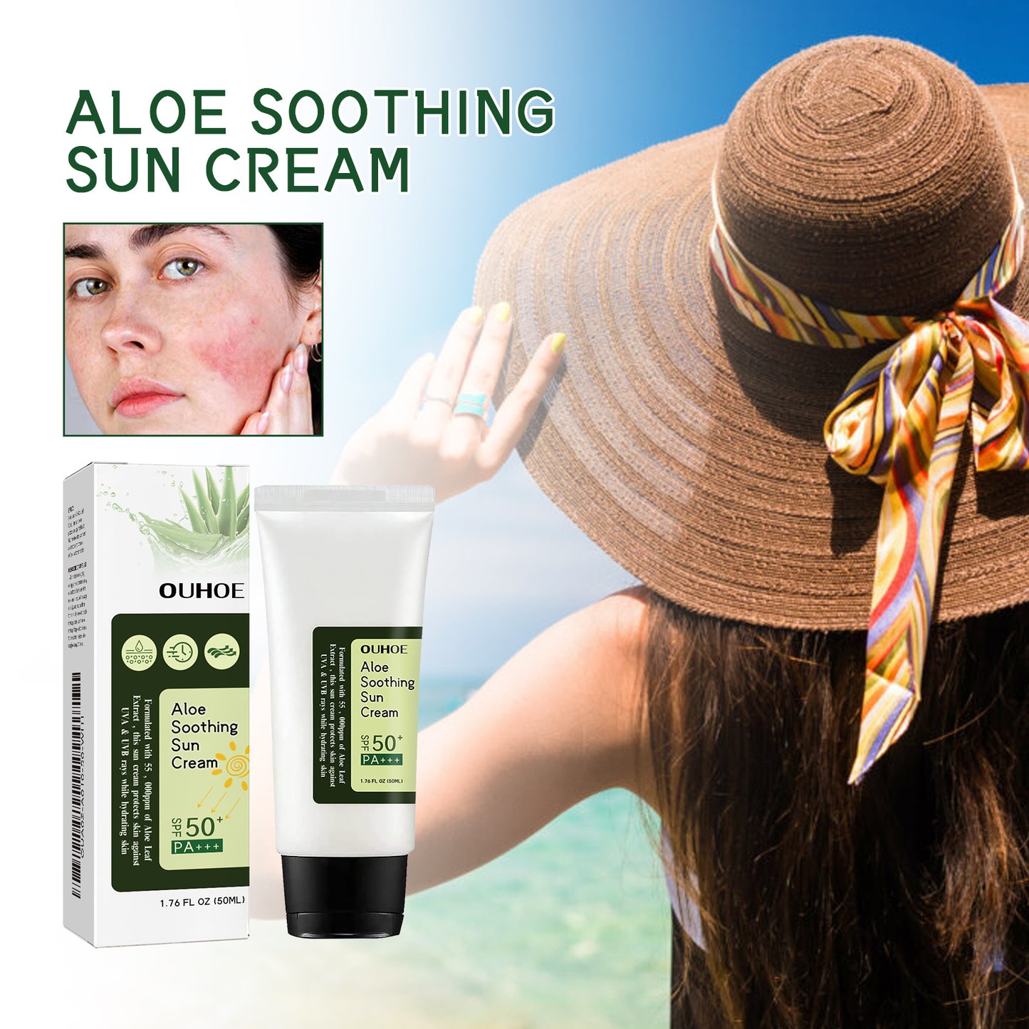 Aloe Vera Protective Cream, Hydrating Fresh Isolating UV Protection Cream