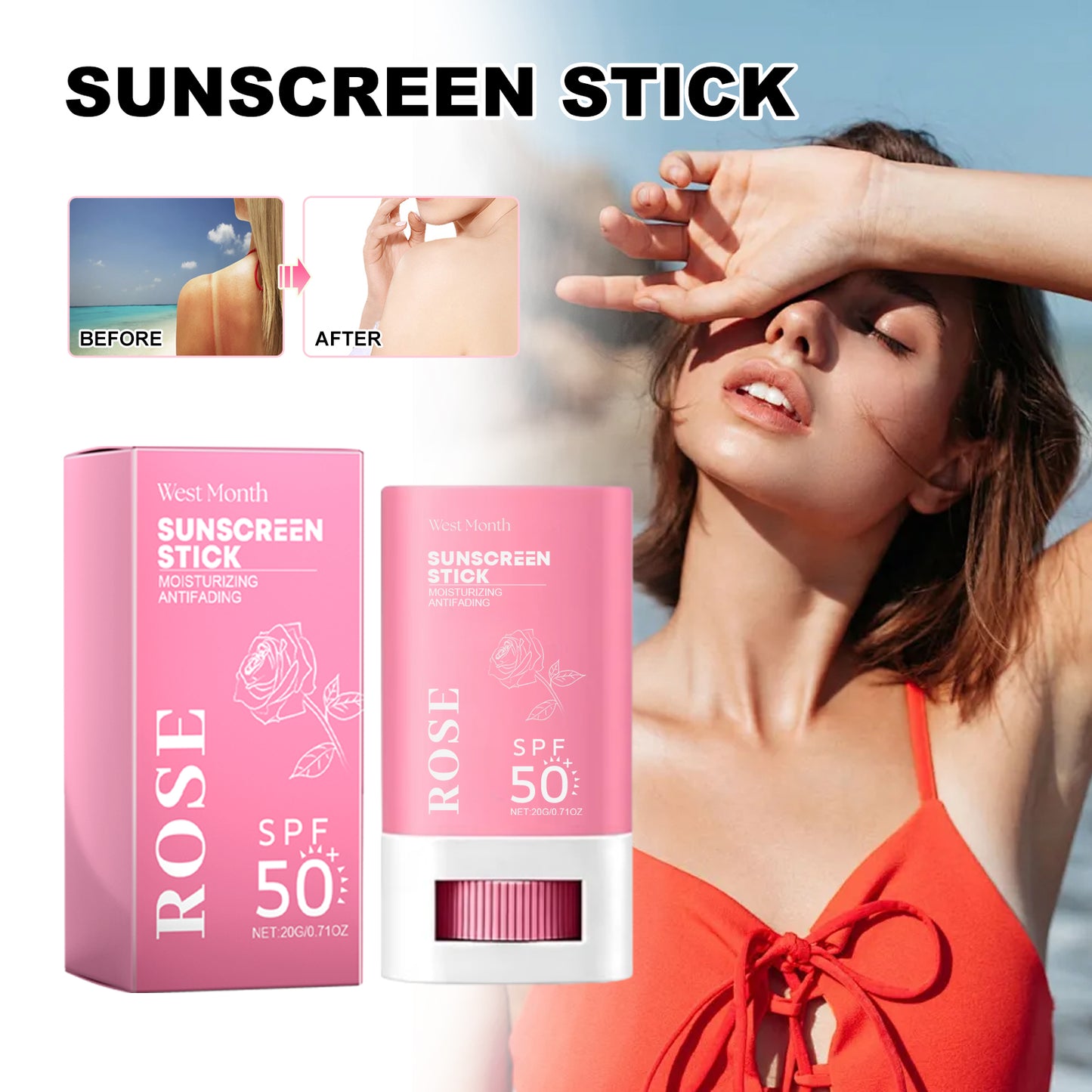 Sunscreen Stick, Uv Protection Skin Refreshing Non-Greasy Moisturizing Cream