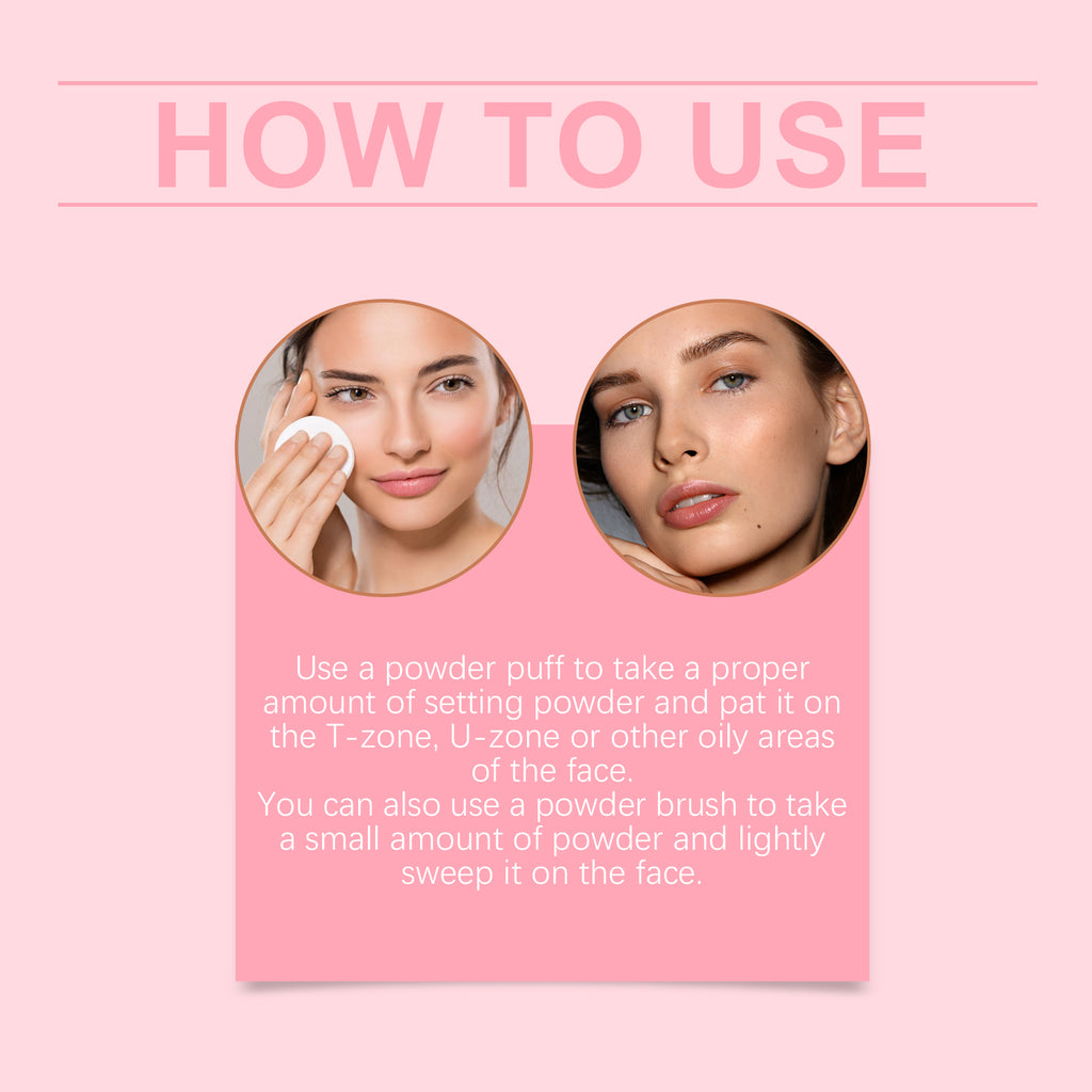 Setting powder with brush， Natural Makeup Light, Delicate Breathable Fit Dry And Wet Dual Use Powder Lasting Makeup