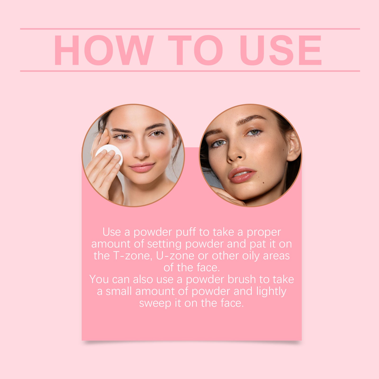 Setting powder with brush， Natural Makeup Light, Delicate Breathable Fit Dry And Wet Dual Use Powder Lasting Makeup