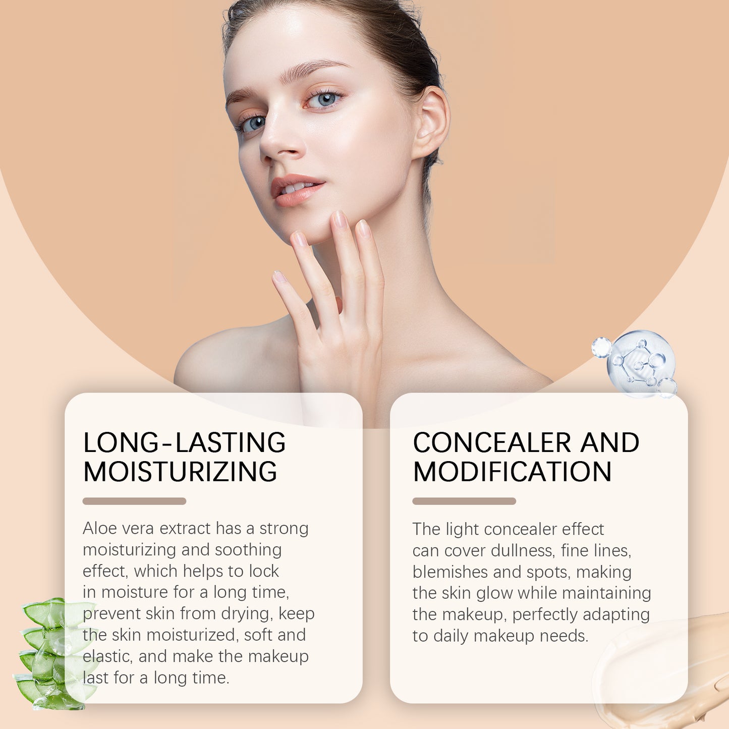 Moisturizing Concealer Foundation Light, Moisturizing, Brightening And Nourishing Skin Matte And Clear Oil Skin For Dry Skin