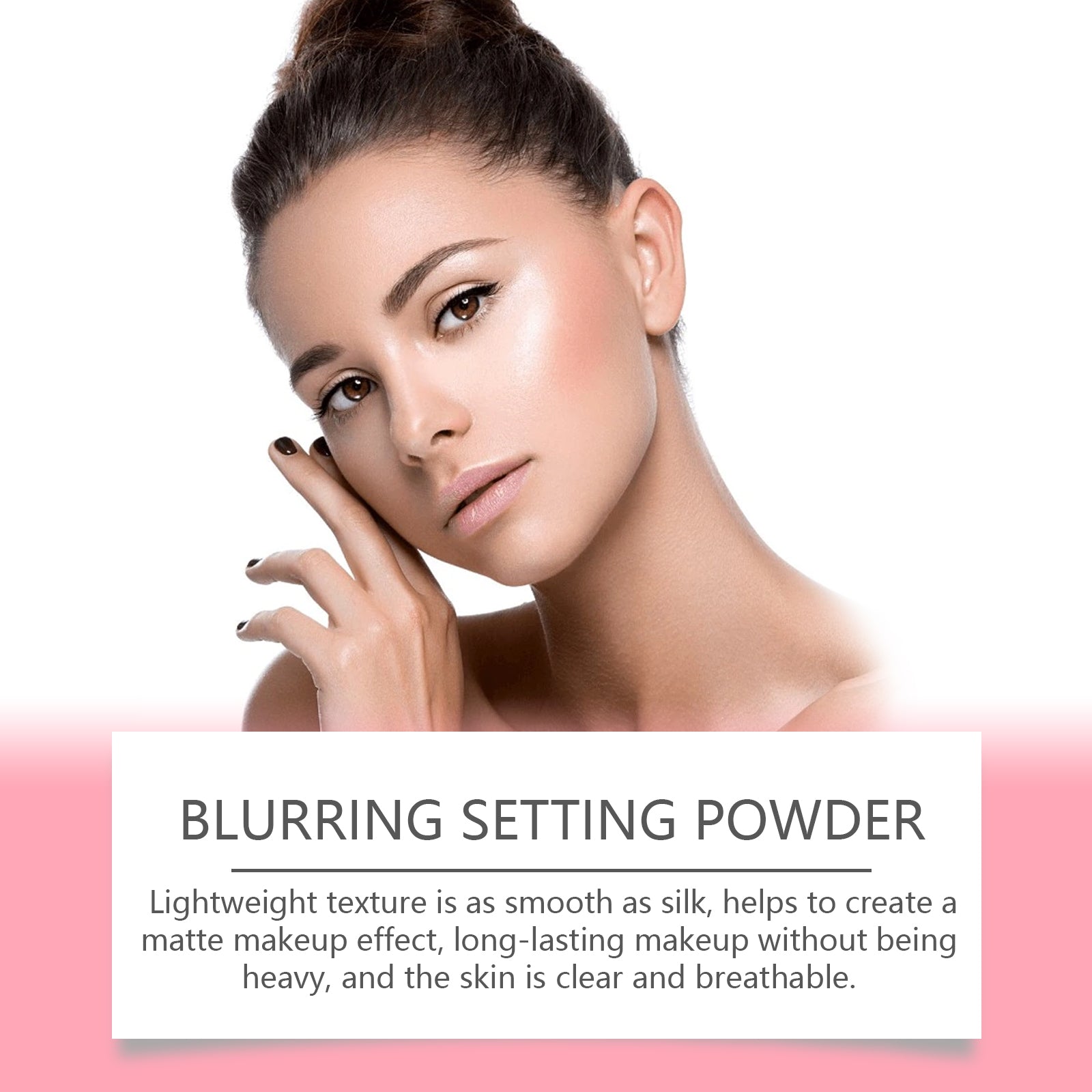 Setting powder with brush， Natural Makeup Light, Delicate Breathable Fit Dry And Wet Dual Use Powder Lasting Makeup