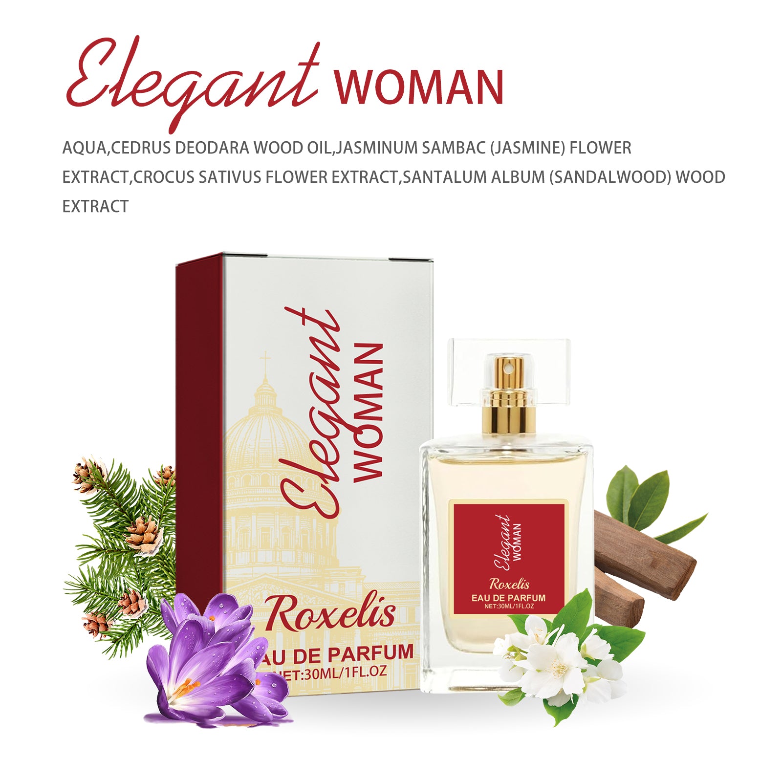 Elegant Woman Eau De Parfum, Natural Fresh Niche Light Elegant Flower Fruit Fragrance Wrist Behind Ear Lasting Fragrance Dating Atmosphere Perfume