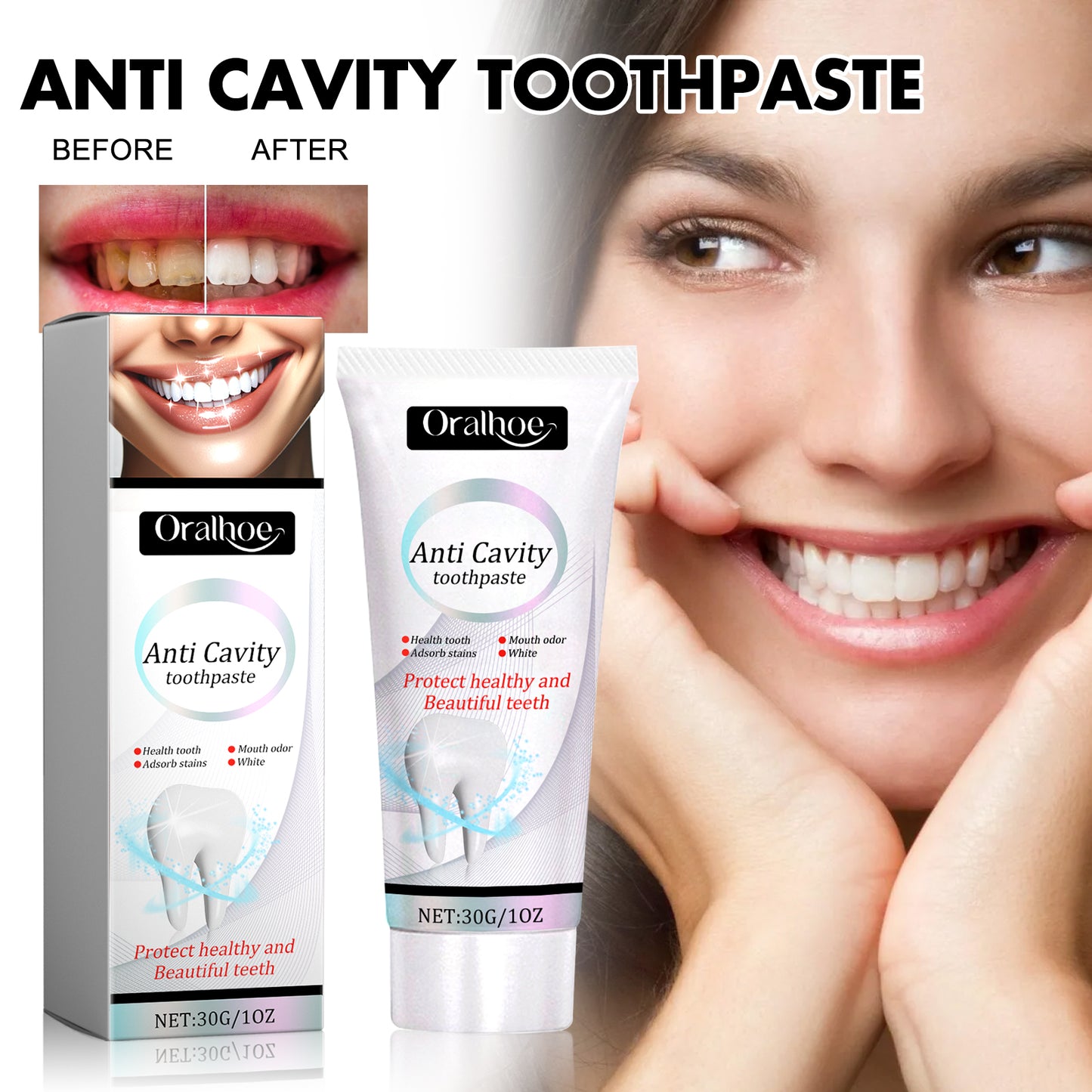 Anti Cavity Toothpaste, Deep Clean Tartar Stain Whitening Mouth Protection Fresh Breath Cleaning Toothpaste