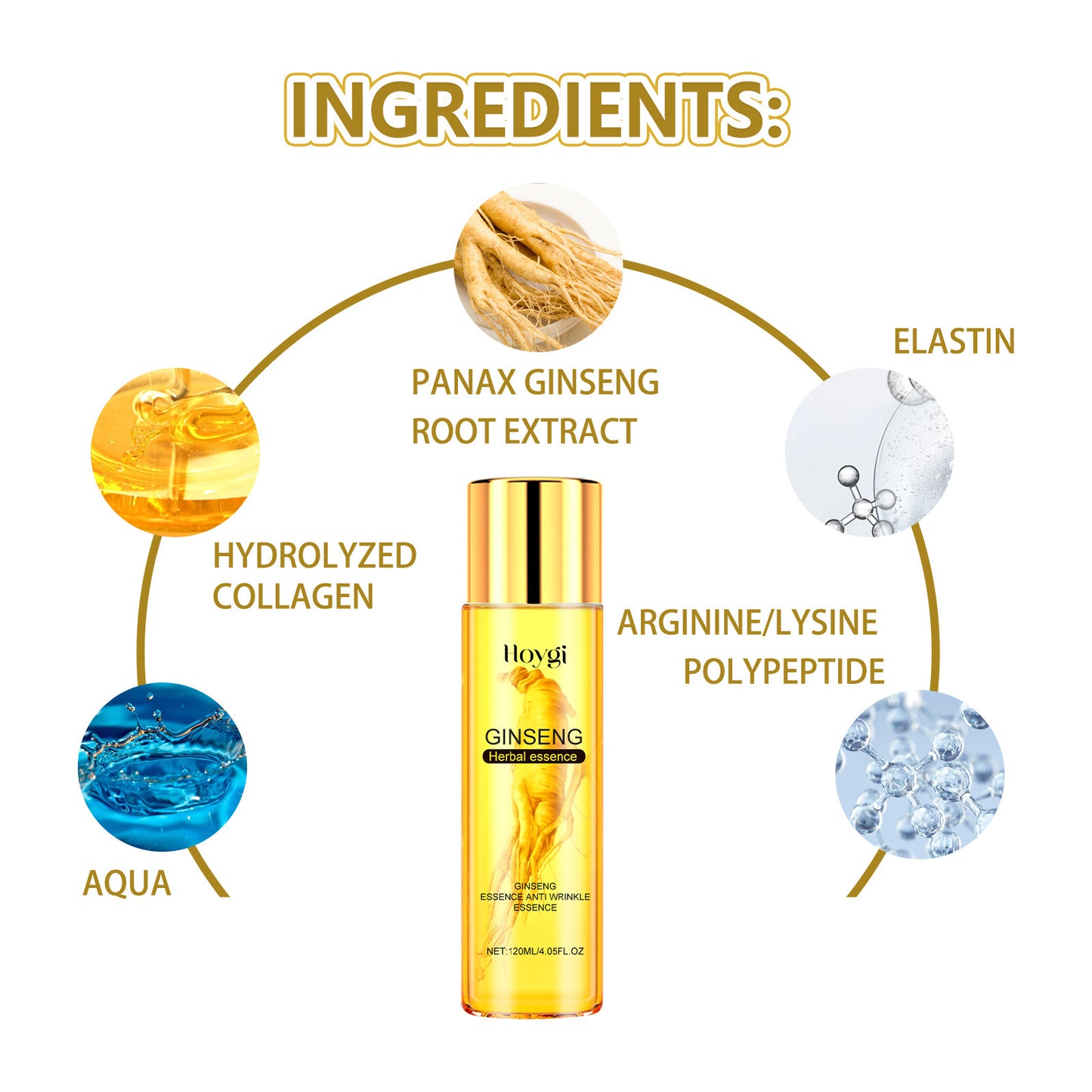 Ginseng Essence Anti Wrinkle Essence, Repairing Facial Fine Lines Improve Dark Heavy Moist Tight Anti-Wrinkle Cream
