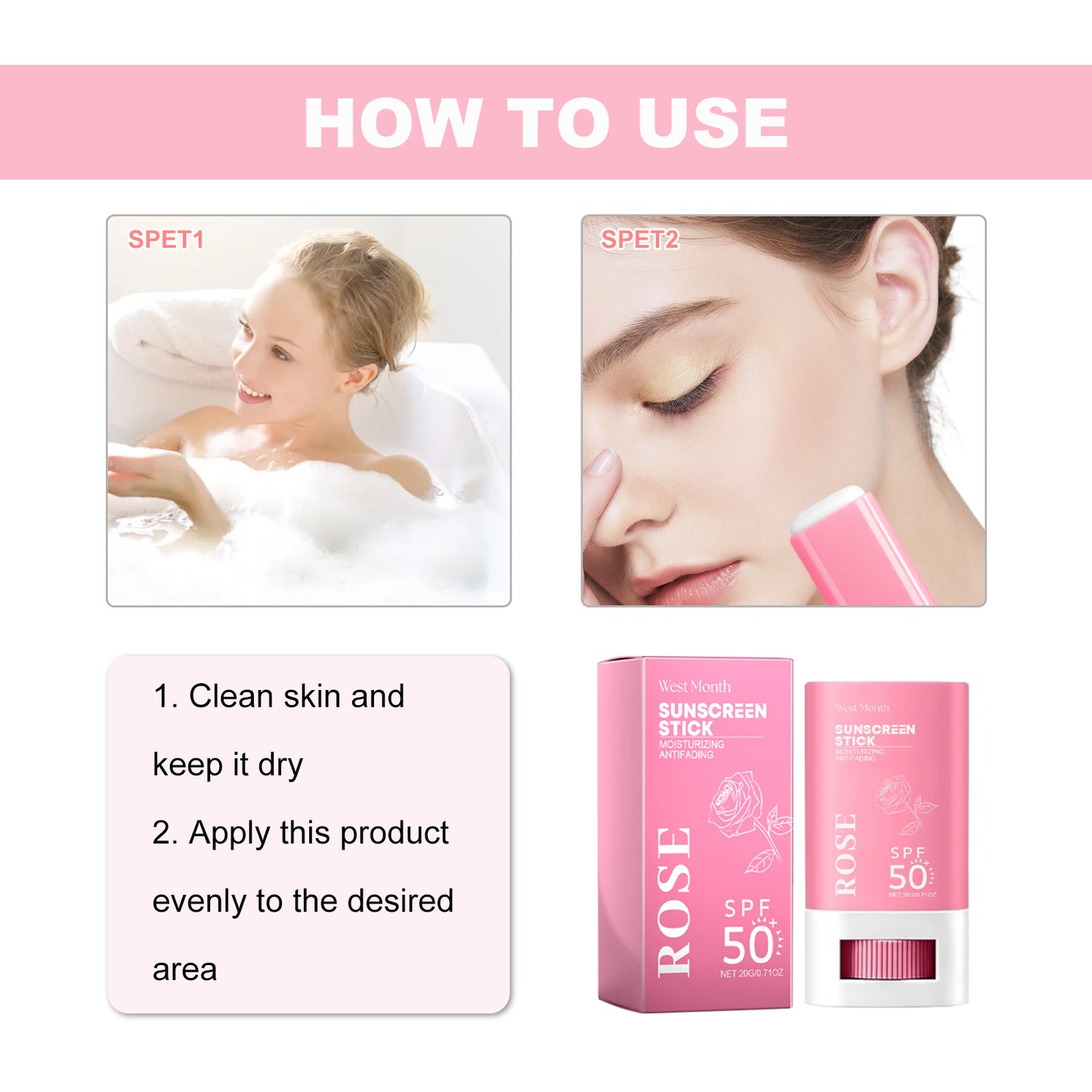 Sunscreen Stick, Uv Protection Skin Refreshing Non-Greasy Moisturizing Cream