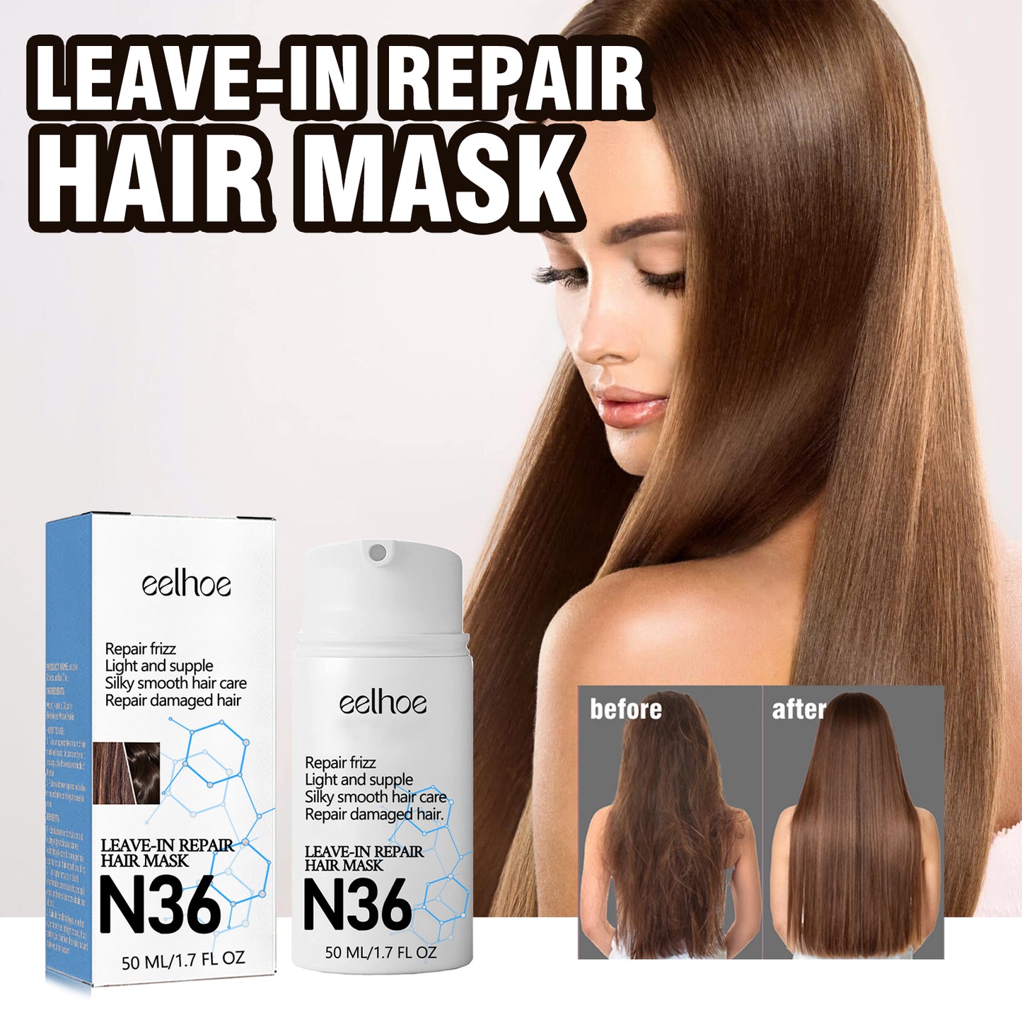 Leavehin Repair Hair Mask, Repair Dry And Frizzy Hair Smooth Smooth Anti-Loss Hair Care Hair Mask