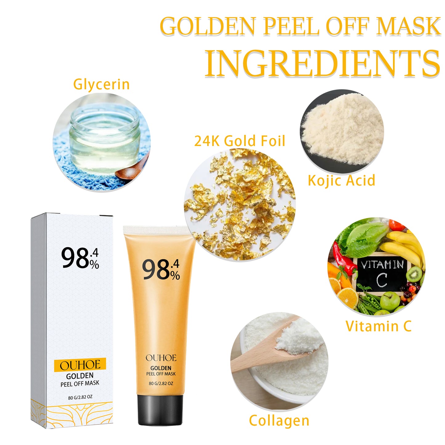 24k Gold Peel Mask Deeply Cleanses The Skin Of Blackheads, Pimples, Delicate Pores And Tighteners Skin Care