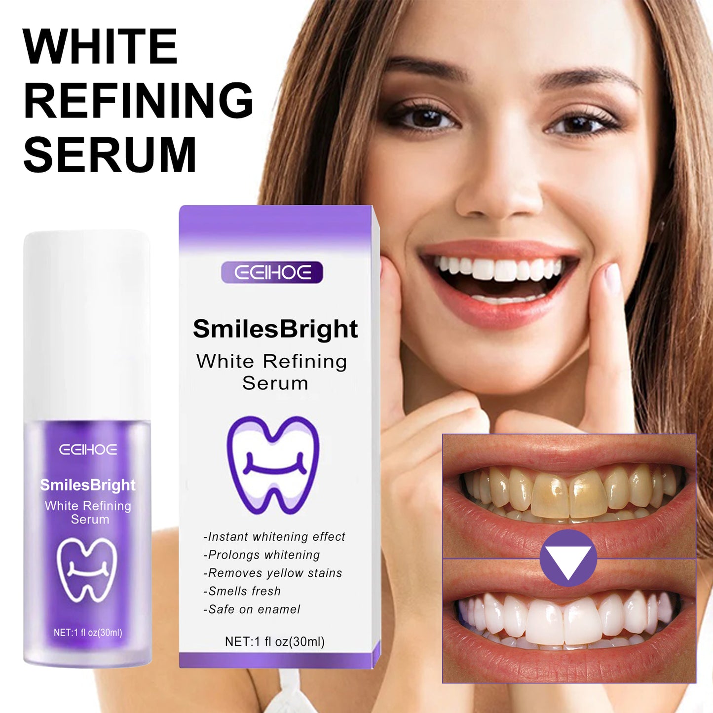 Purple Whitening Toothpaste, Cleans Stains And Odors Brightening Teeth Care Gums Toothpaste