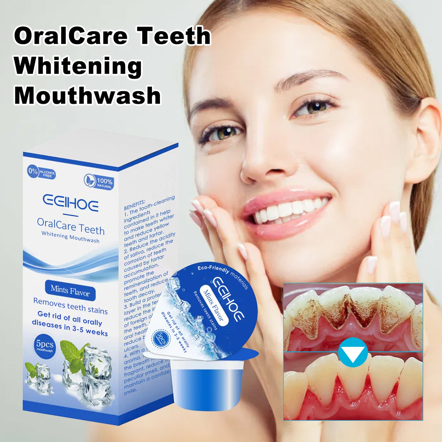 Whitening Mouthwash, Clean Stains Oral Care Fresh Breath Mouthwash
