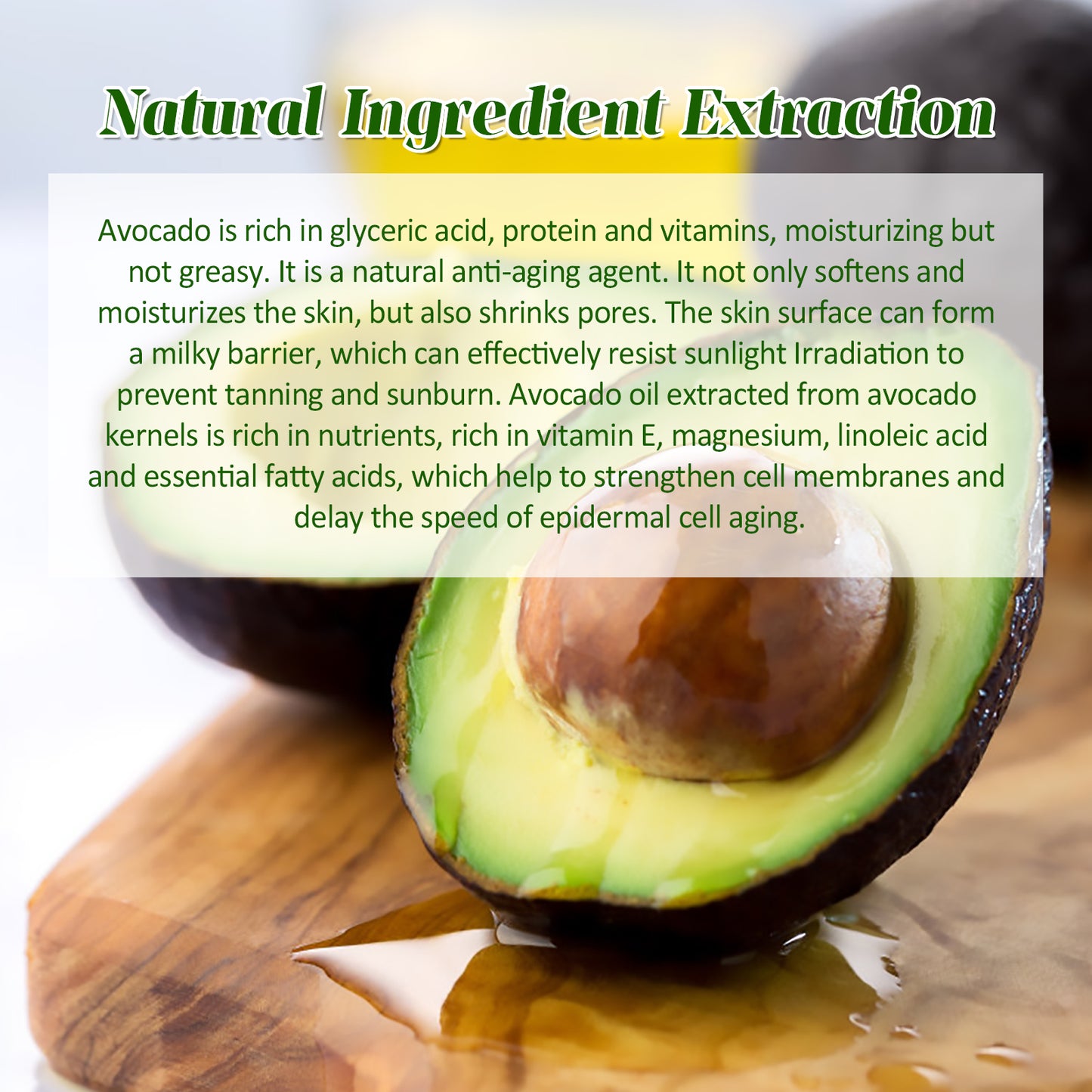 Jaysuing Avocado Serum, Brightening Facial Tone, Lightening Fine Lines, Moisturizing Skin Essence