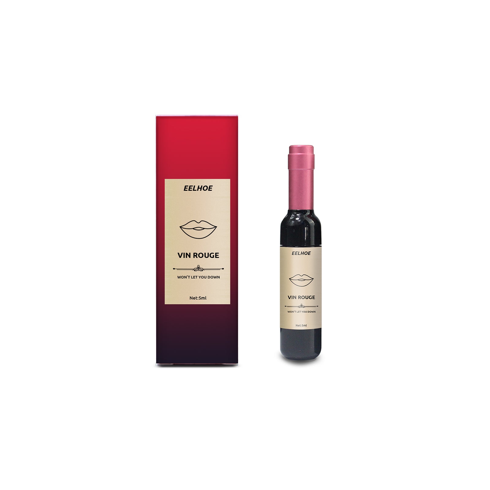 EELHOE Vin Rouge Lip Tint, Non-Stick Cup Color Development Portable Waterproof Non-Fading Moisturizing Red Wine Bottle Lip Glaze