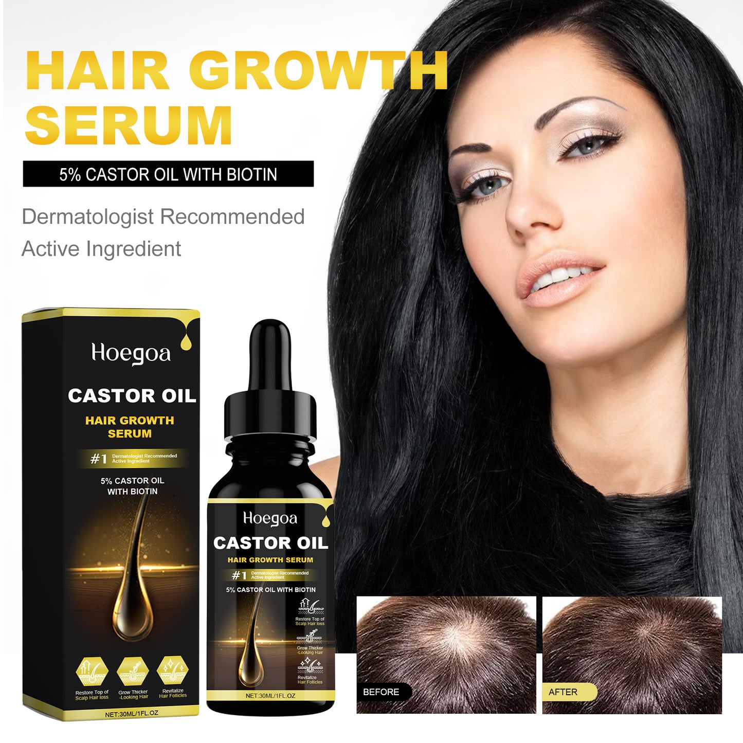 HOEGOA Hair Growth Serum, Dense Hair Repair Dry And Irritated Hair Moisturizing Hair Dense Hair Care Essential Oil