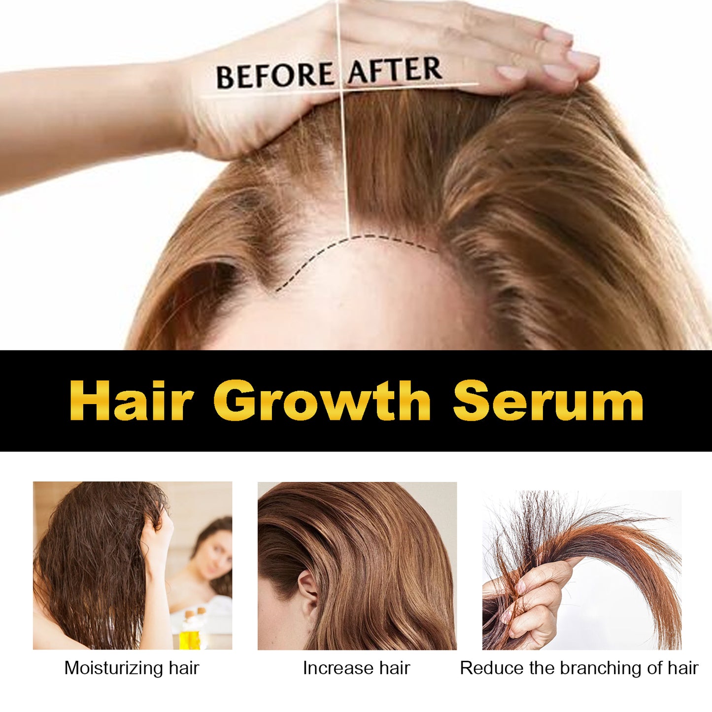 HOEGOA Hair Growth Serum, Dense Hair Repair Dry And Irritated Hair Moisturizing Hair Dense Hair Care Essential Oil