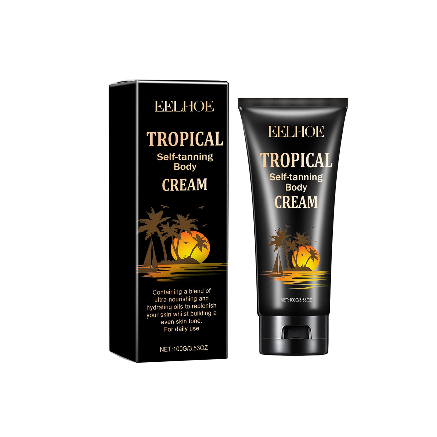 Tropical Self-Tanning Body Cream, Natural Wheatskin Moisturizing And Moisturizing Cream For Tanning And Tanning