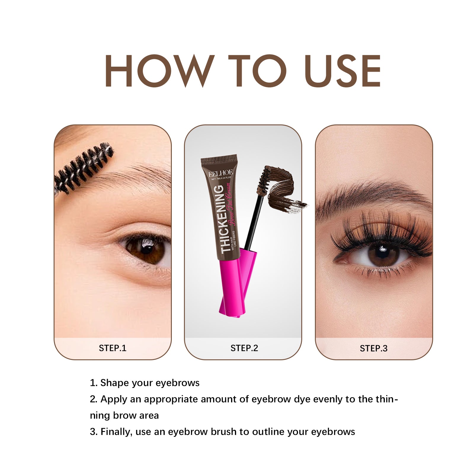 EELHOE Fiber Brow Dye Series, Natural Makeup, Color, Water Resistance And Stereoscopic Eyebrow Makeup