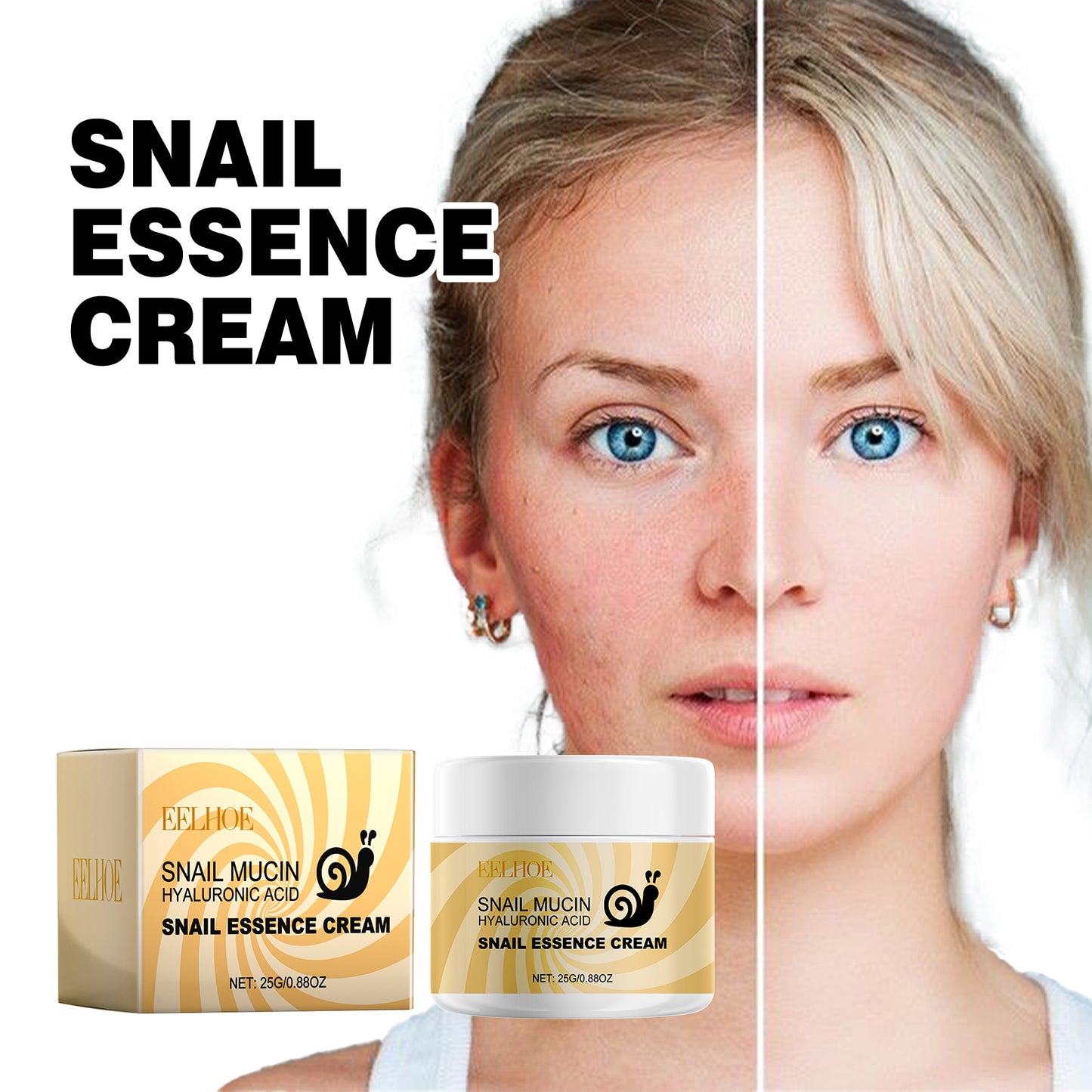 Snail Essence Cream, Lighten Fine Lines Hydrating Moisturizing Whitening Skin Protein Repair Cream