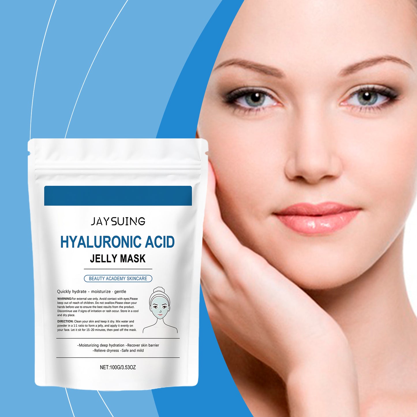 Jaysuing Hyaluronic Acid Moisturizing Mask, Gently Hydrates And Moisturizes Tender, Smooth And Delicate Skin