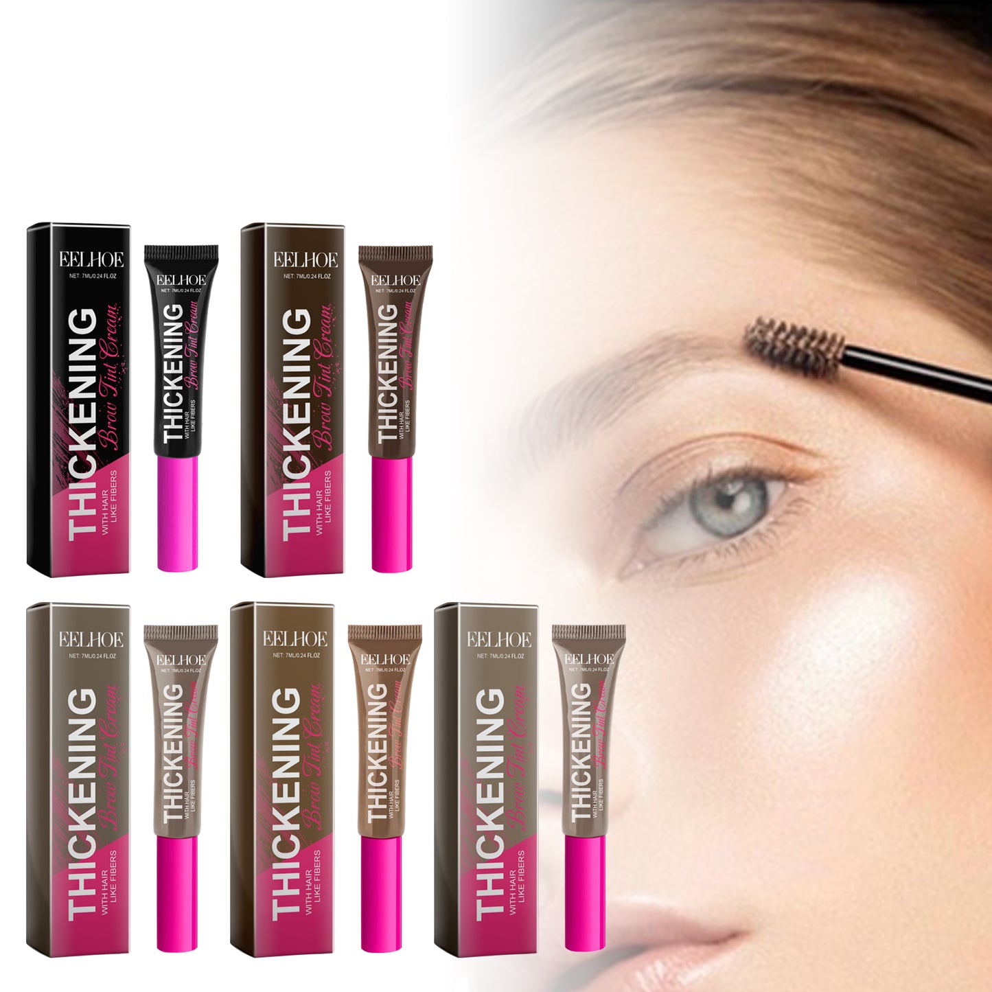 EELHOE Fiber Brow Dye Series, Natural Makeup, Color, Water Resistance And Stereoscopic Eyebrow Makeup