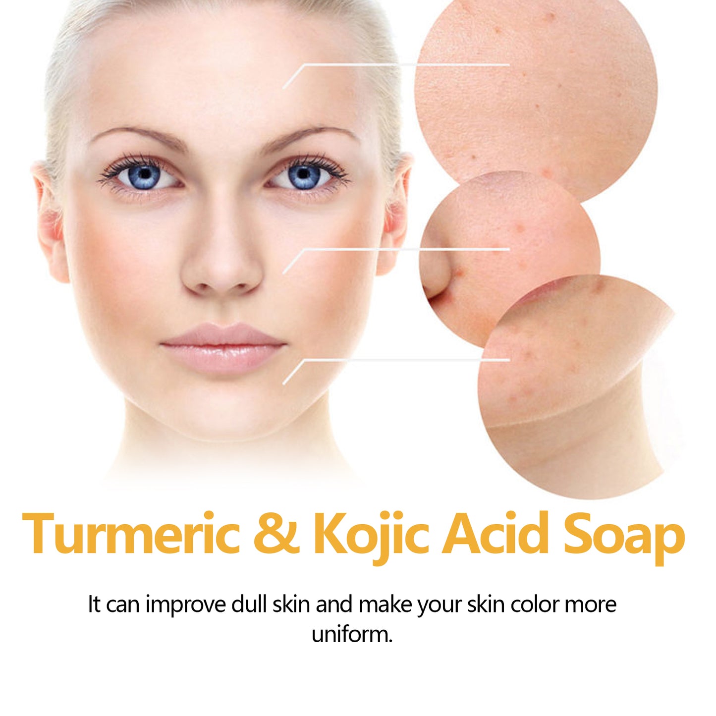 Turmeric & Kojic Acid Soap, Gently Clean Face Fade Spots Brighten Skin Tone Moisturize And Moisturize Even Skin Tone