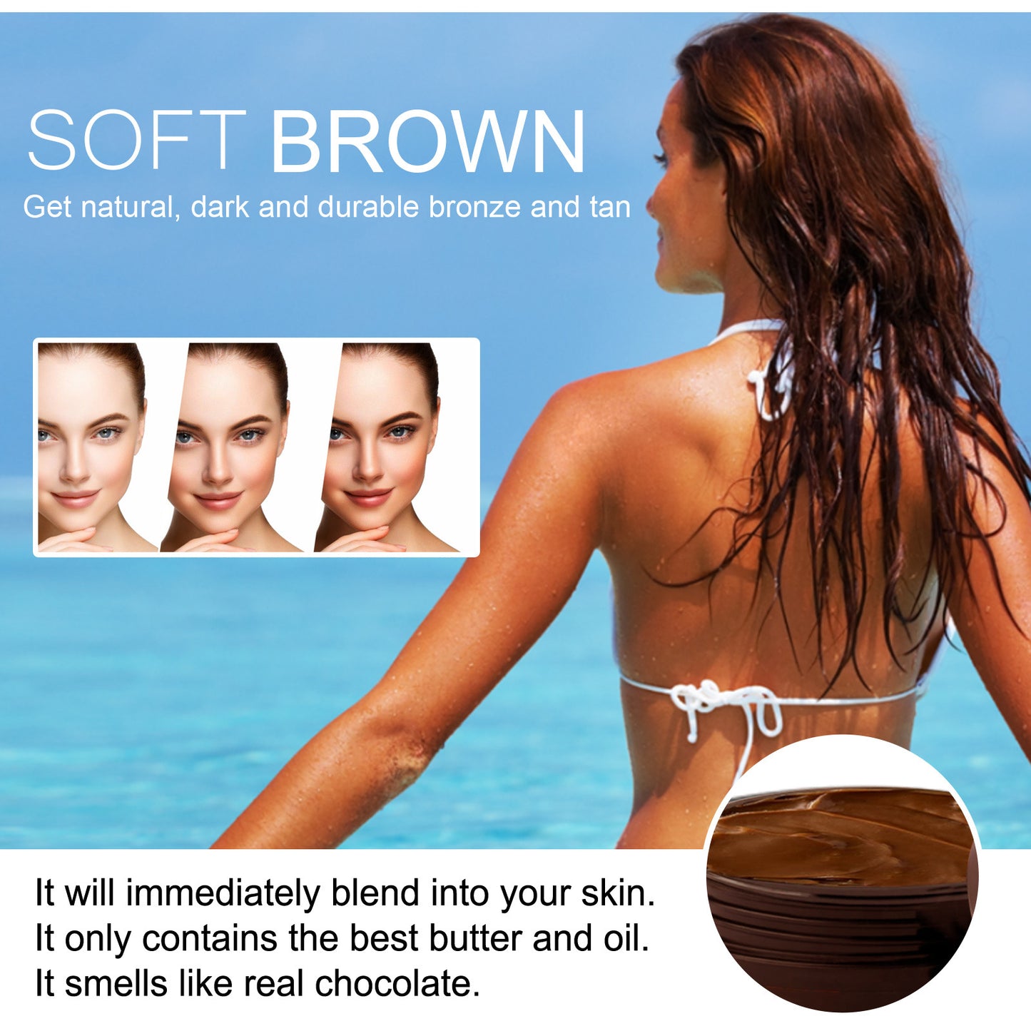 OUHOE Soft Brown, Summer Seaside Tanning Dark Tan Moisturizing Cream for Tanning Skin