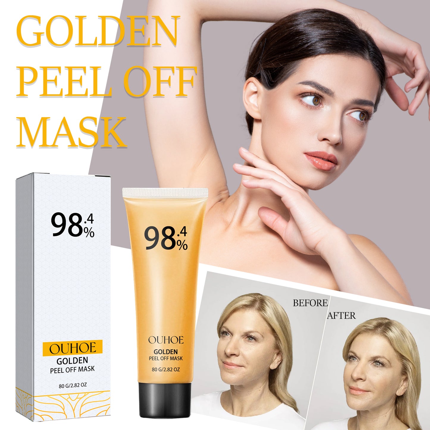 24k Gold Peel Mask Deeply Cleanses The Skin Of Blackheads, Pimples, Delicate Pores And Tighteners Skin Care