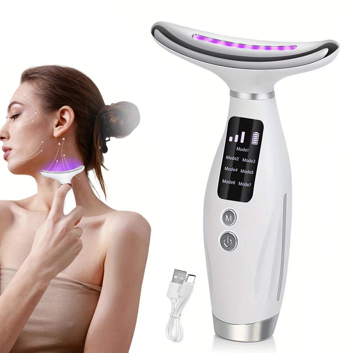 NNEOBA 7-Mode LED Neck & Face Beauty Device – Skin Tightening, Lifting & Massage
