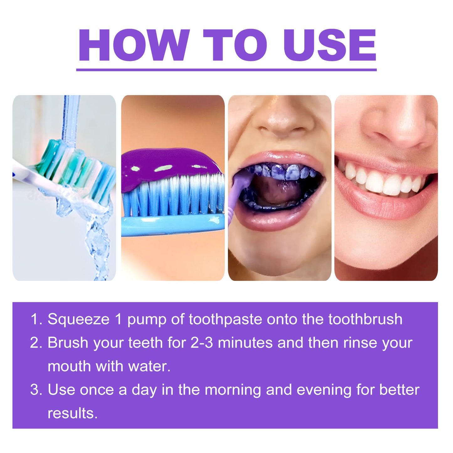 Purple Whitening Toothpaste, Cleans Stains And Odors Brightening Teeth Care Gums Toothpaste