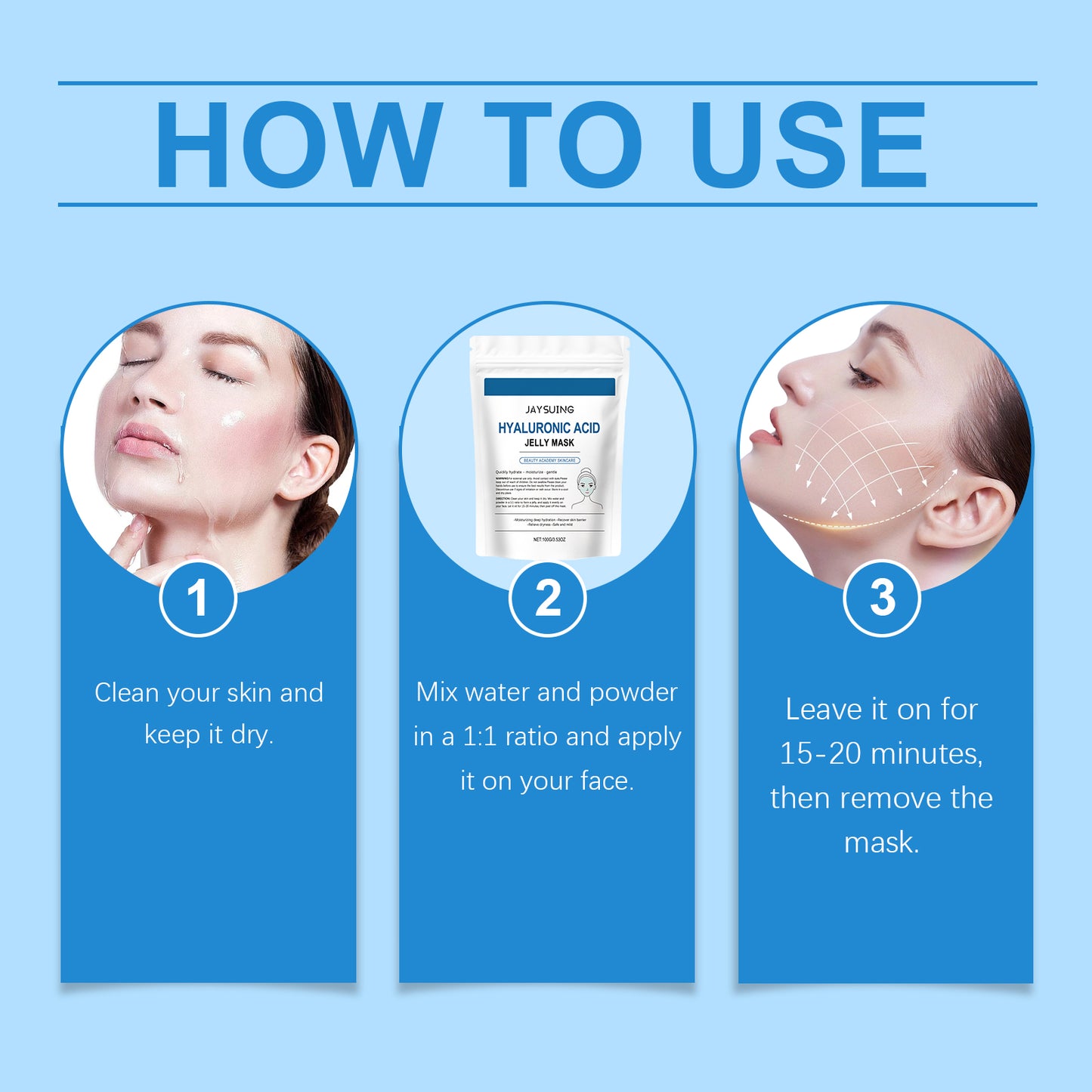 Jaysuing Hyaluronic Acid Moisturizing Mask, Gently Hydrates And Moisturizes Tender, Smooth And Delicate Skin