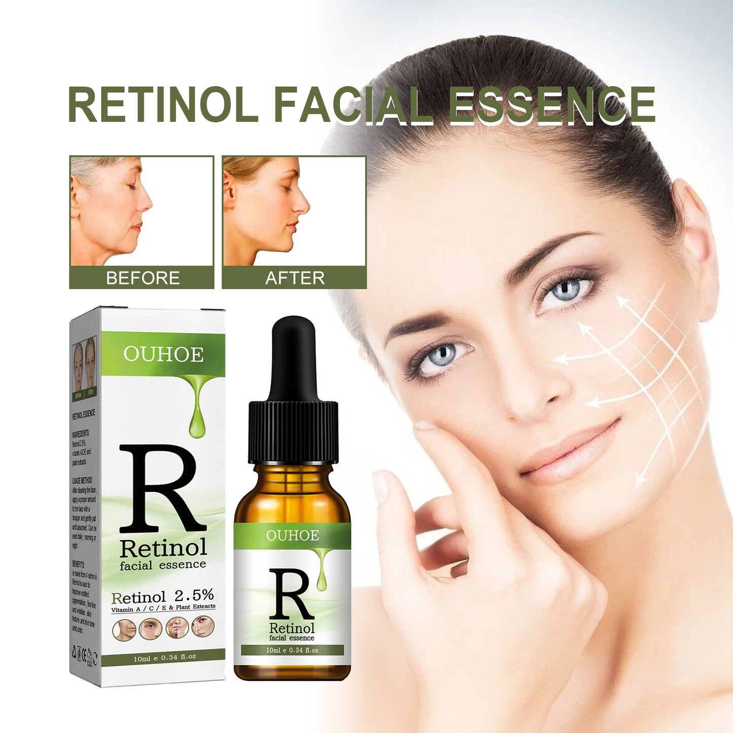 Retinol Serum, Face Anti-Wrinkle Firming Brightening Soft And Smooth Skin Serum