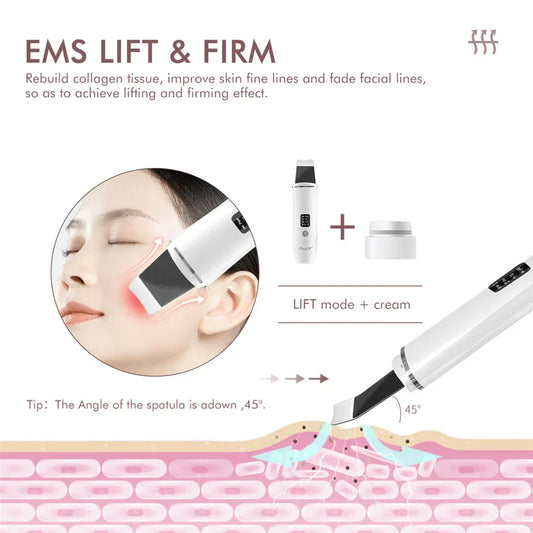 Ultrasonic Skin Scrubber, EMS Massager, LED Light Therapy Beauty - Illuminate, Lift, and Rejuvenate Your Skin
