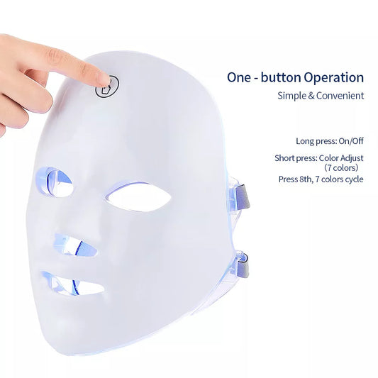 NNEOBA 7-Color LED Photon Therapy Rechargeable Facial Mask - Skin Rejuvenation & Beauty Device