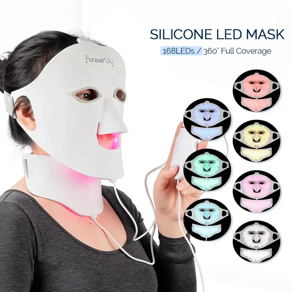NNEOBA 7 Colors LED Face & Neck Mask - Phototherapy for Skin Rejuvenation